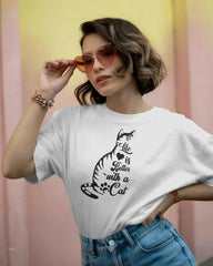 Hayat Kediler İle Güzel Kişiselleştirilebilir Tişört