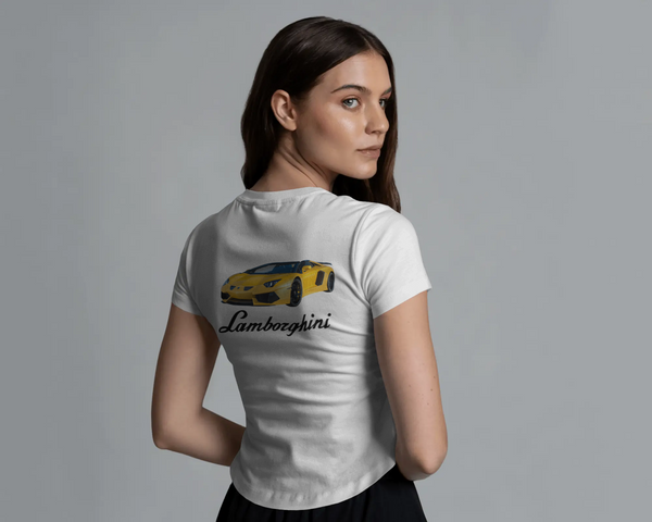 Lamborghini Aventador İlhamlı Spor Araba Tasarımlı Unisex Oversize Beyaz Tişört – Lüks Streetwear Koleksiyonu