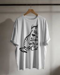Hayat Kediler İle Güzel Kişiselleştirilebilir Tişört