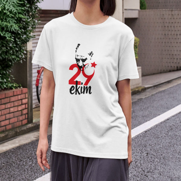 29 Ekim Cumhuriyet Bayramı Tişörtü – Atatürk Tasarımlı Unisex T-Shirt, Siyah Beyaz Kırmızı Seçenekleri