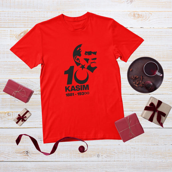 10 Kasım Atatürk Tişörtü – 1881-193∞ Unisex Tasarım, Siyah Beyaz Kırmızı Seçenekleri