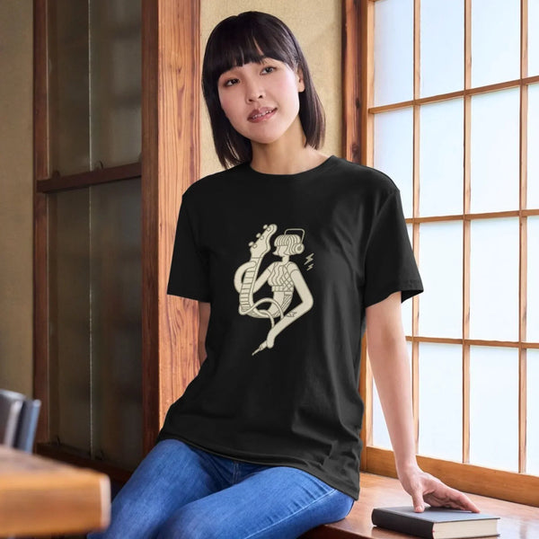 Soyut Gitar Kadın Tasarımlı Siyah Tişört – Unisex Minimal Müzik Temalı Giyim (Kopya)