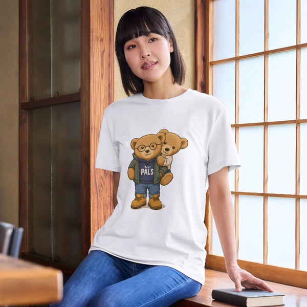 Best Pals Ayıcık Baskılı Sevimli Unisex Tişört – Arkadaşlık Temalı Tasarım