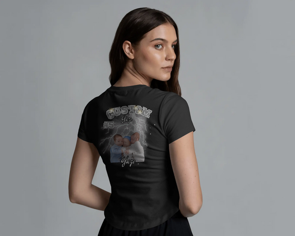 Kişiselleştirilebilir Fotoğraflı Custom Yazı Tişört – Unisex Oversize Model