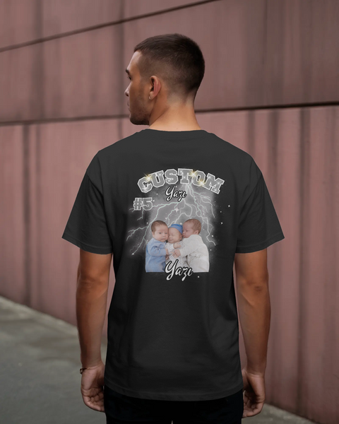 Kişiselleştirilebilir Fotoğraflı Custom Yazı Tişört – Unisex Oversize Model