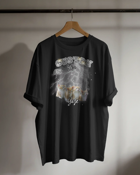 Custom Yazı & Fotoğraf Unisex Oversize Tişört